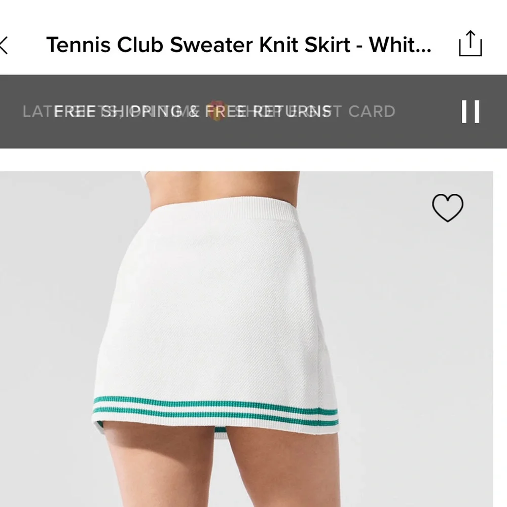 ALO Yoga White Mini Skirt with Green Accents